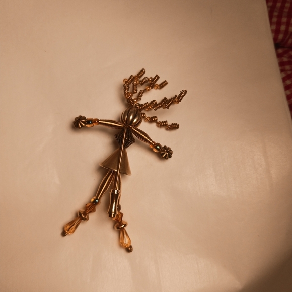 Vintage MoonBabies Gold Toned Figural Stickpin Wire Wild Hair Handmade BEADS - Picture 5 of 8